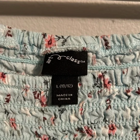 👧🏻Art Class baby blue blouse floral size 10/12 regencycore - Picture 2 of 6
